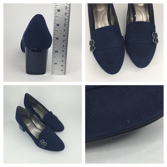 Bandolino Cassa Loafers Navy Blue Block Heels - Picture 7 of 9